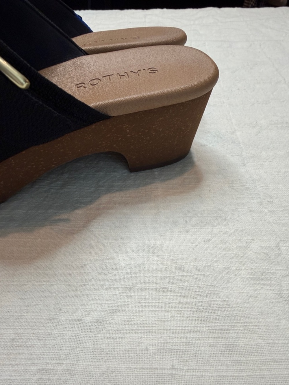 Rothy's Black Knit Mule Clogs with Gold Buckle - Picture 6 of 7